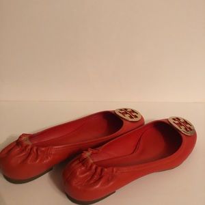 Tory Burch RevaMestico Ballet Flats Orange Leather